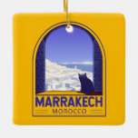 Ornement En Céramique Marrakech Maroc Cat Retro<br><div class="desc">Design de voyage rétro de Marrakech dans un style rétro.</div>