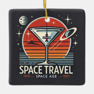 Ornement En Céramique Martini Space Travel 1957 Space Age Logo