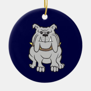 Ornement En Céramique Mascotte de bouledogue sur le bleu