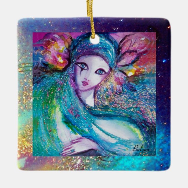 Ornement En Céramique MASQUE EN BLEU, Monogramme (Devant)