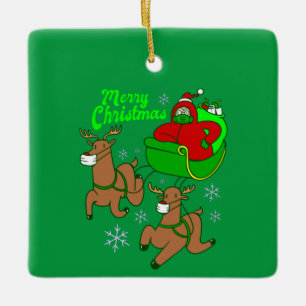 Ornement En Céramique masque visage de noël clair père Noël traîneau à r