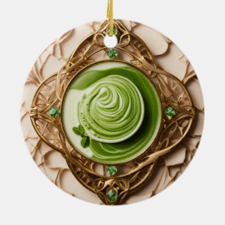 Ornement en céramique Matcha Latte Prism