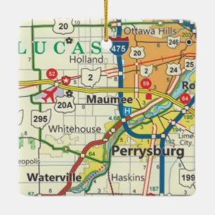Ornement En Céramique Maumee Ohio Vintage Map