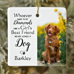 Ornement En Céramique Meilleur Ami Amoureux des chiens Personnalisé 2 Ph<br><div class="desc">Célébrez votre meilleur ami avec un ornement photo de gardien de chien personnalisé dans un design moderne. Cet ornement photo amoureux des chiens est le cadeau idéal pour vous, votre famille ou vos amis pour un souvenir ou un ornement de Noël de chien. Citer " Quiconque a dit que les...</div>
