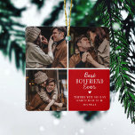 Ornement En Céramique Meilleur 'Boyfriend' Ever 3 Photo Collage<br><div class="desc">Créez votre propre "meilleur petit ami" cadeau avec ce joli collage photo ornement de Noël. Avec 3 photos de votre choix,  le texte 'Meilleur petit ami Ever',  une citation douce,  un petit coeur mignon et un nom.</div>