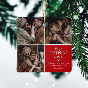 Ornement En Céramique Meilleur 'Boyfriend' Ever 3 Photo Collage