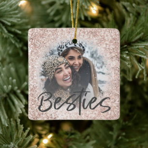 Ornement En Céramique Meilleur Cadeau de Photo de Meilleure Amie Rose Pa