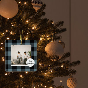 Ornement En Céramique Meilleur Cadeau Grand-Père En Plaque Bleue Et Noir