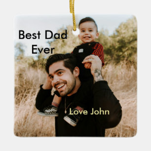 Ornement En Céramique Meilleur papa du monde cadeau photo nom simple pou