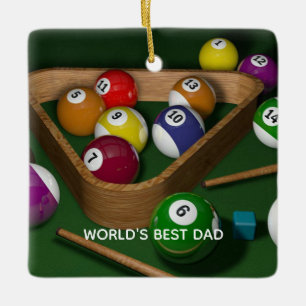 Ornement En Céramique Meilleur Papa du Monde, jeu de billard,