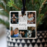 Ornement En Céramique Meilleur papa jamais | Fête des pères 6 Collage ph<br><div class="desc">Envoyez un beau cadeau personnalisé à votre père qu'il chérira pour toujours. Un collage de photos de famille personnalisées pour afficher vos photos de famille et vos souvenirs spéciaux. Notre design comprend un design simple 6 photo collage grille avec "Best Daddy Ever" conçu dans un style de script noir manuscrit...</div>