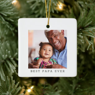 Ornement En Céramique Meilleur Papa Personnalisé Photo Noël Simple