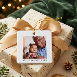 Ornement En Céramique Meilleur Papi Famille Photo Noël Souvenir