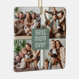 Ornement En Céramique Meilleure Maman 5 Photos Vert Sauge Fête des Mères
