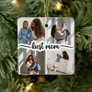 Ornement En Céramique Meilleure Maman Personnalisée 4 Photo Collage