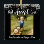 Ornement En Céramique Meilleure photo de tante<br><div class="desc">Meilleure Tante Jamais Photo Ornament. Imprimé sur les deux côtés. Parties scintillant arc-en-ciel en haut de l'ornement. Tout le texte est réglable.</div>