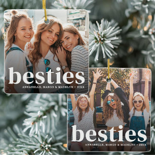 Ornement En Céramique Meilleures amies 2 Photo Noël personnalisé