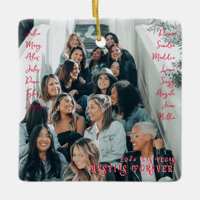 Ornement En Céramique Meilleures Amies Pour Toujours Nom de Voyage entre (Devant)