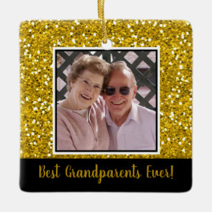 Ornement En Céramique Meilleurs Grands-Parents de Noël en paillettes d'o