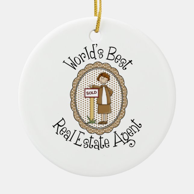 Ornement En Céramique Meilleurs Tee - shirts et cadeaux d'agent immobili (Devant)