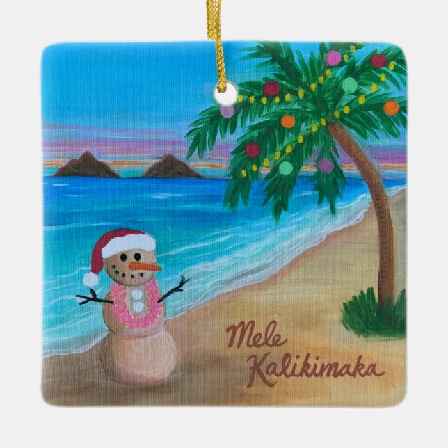 Ornement En Céramique Mele Kalikimaka ornament, Hawaiian Holiday Sandman (Devant)