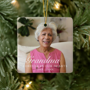 Ornement En Céramique Mémorial de photo de grand-mère à jamais dans nos
