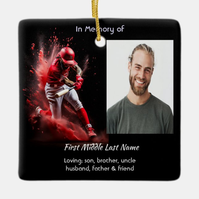 Ornement En Céramique  Memorial Keepsake Baseball Softball  (Devant)