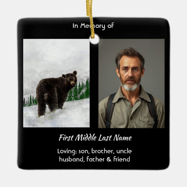 Ornement En Céramique Memorial Keepsake Black Bear Animal (Devant)