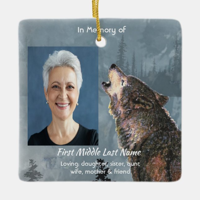 Ornement En Céramique Memorial Keepsake Howling Wolf Art (Devant)