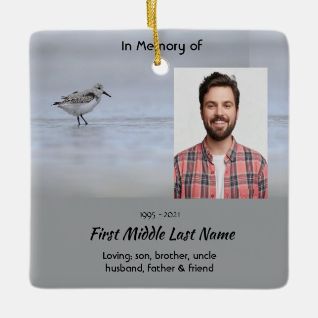 Ornement En Céramique  Memorial Keepsake Sandpiper Shore Bird  (Devant)