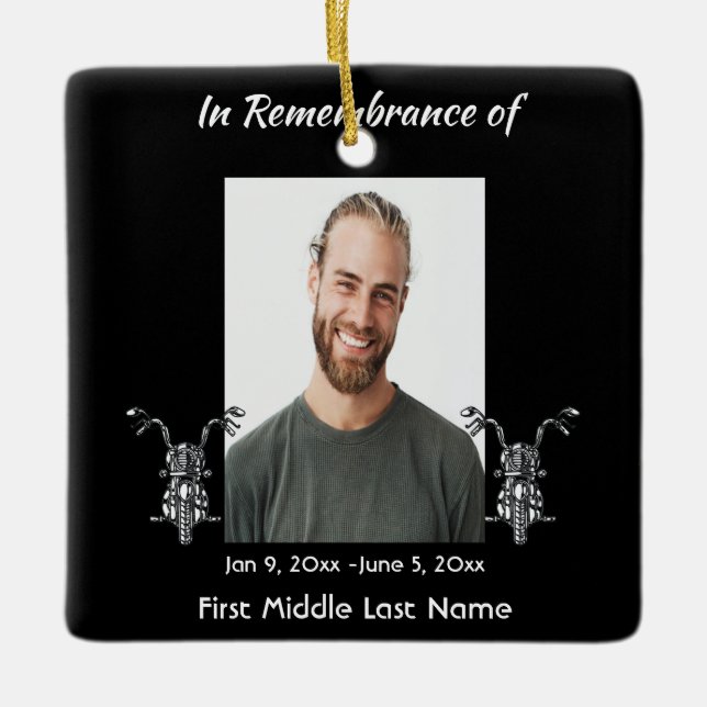 Ornement En Céramique Memorial Photo Motorcycle Biker (Devant)