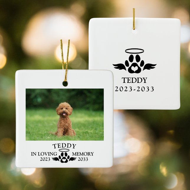 Ornement En Céramique Mémorial pour animaux de compagnie en souvenir aff (Pet Memorial In Loving Memory Quote Photo Keepsake Ceramic Ornament
)