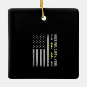 Ornement En Céramique Mens Patriotic Electrician Dad American Flag Fars