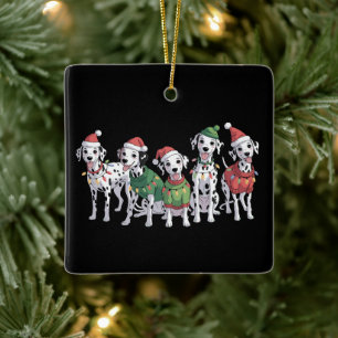 Ornement En Céramique Mère de chien Dalmatien amoureuse de Noël