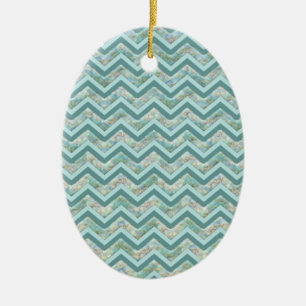 Ornement En Céramique Mère de Pearl Turquoise ZigZag