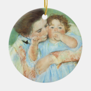 Ornement En Céramique Mère et Enfant par Mary Cassatt, Beaux-Arts Ancien