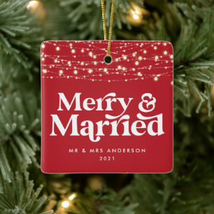 Ornement En Céramique Merry and married wedding Christmas Twinkle light 