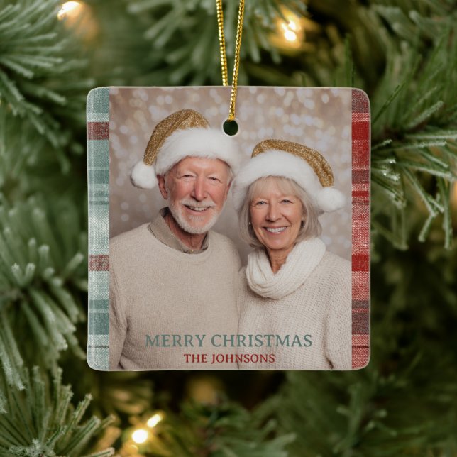 Ornement En Céramique Merry Christmas Family Photo Ornament (Arbre)