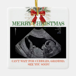 Ornement En Céramique Merry Christmas Pregnancy Ultrasound Photo Grandma