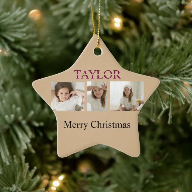 Ornement En Céramique Merry Christmas Tree Ornament – Kid Photo And Name (Arbre)