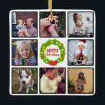 Ornement En Céramique Merry Christmas Wreath Custom Photo Collage<br><div class="desc">Créez votre propre sac fourre-tout de collage photo personnalisé de 8 avec vos images personnalisées. VEUILLEZ VÉRIFIER MON MAGASIN POUR PLUS DE CONCEPTION DE COLLAGES Ajoutez vos favoris, designs, photos ou illustrations pour créer quelque chose de totalement unique. Pour modifier ce modèle de conception, il vous suffit de télécharger votre...</div>