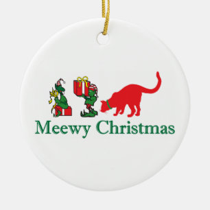 Ornement En Céramique Merry Meewy Christmas Cats