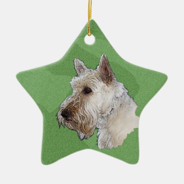 Ornement En Céramique Merry Xmas Scottish Terrier (Wheaten) (Devant)