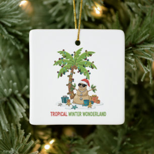 Ornement En Céramique Merveilleux Hiver Tropical   Noël Drôle