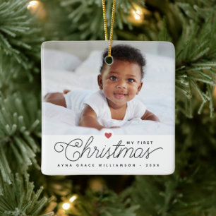 Ornement En Céramique Mes 2 premières photos de Noël pour bébé