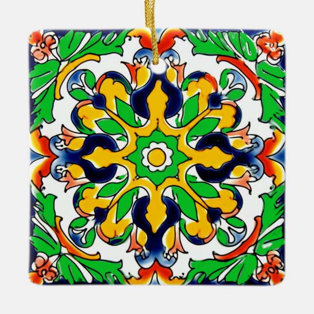 Ornement En Céramique Mexique Talavera Terracotta Carrelage Design No 4 (Devant)