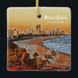 Ornement En Céramique Miami Beach Floride Aquarelle Vintage Art<br><div class="desc">Miami Beach Floride Aquarelle Vintage Art</div>