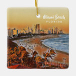 Ornement En Céramique Miami Beach Floride Aquarelle Vintage Art<br><div class="desc">Miami Beach Floride Aquarelle Vintage Art</div>