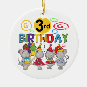 Ornement En Céramique Mice 3e anniversaire T-shirts et cadeaux