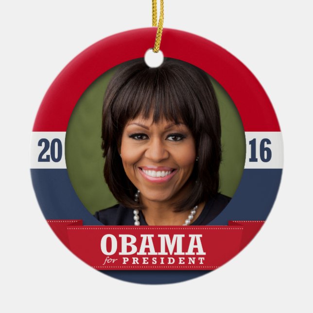 ORNEMENT EN CÉRAMIQUE MICHELLE OBAMA 2016 (Devant)